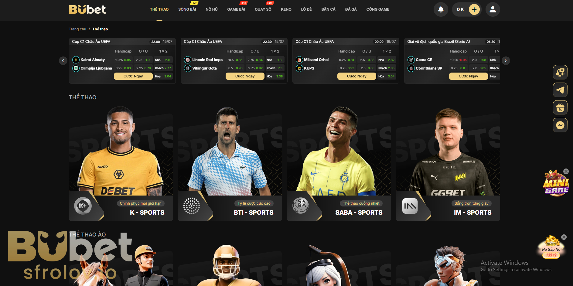 Sự phong phú trong các môn thể thao và loại hình cá cược